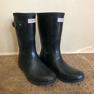 Black Hunter boots short black gloss